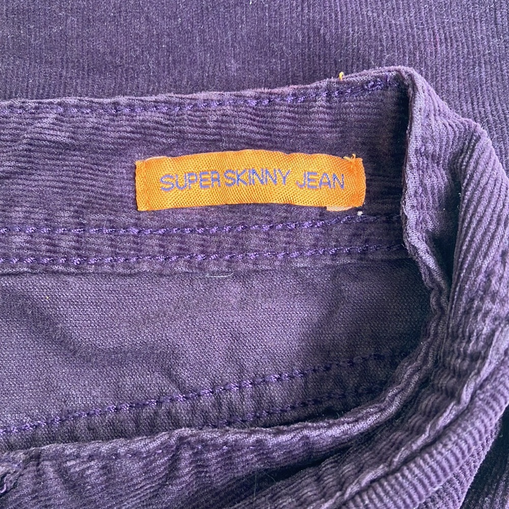 Tory Burch corduroy purple  pants size 25 Super skinny Jean style 32111218 - Picture 8 of 10